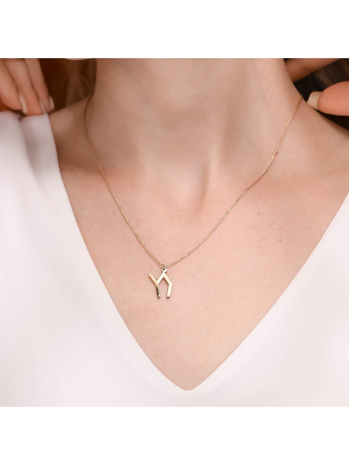 תליון צ'אי מכסף סטרלינג מודרני מינימליסטי Nec, Chai Jewelry, Is